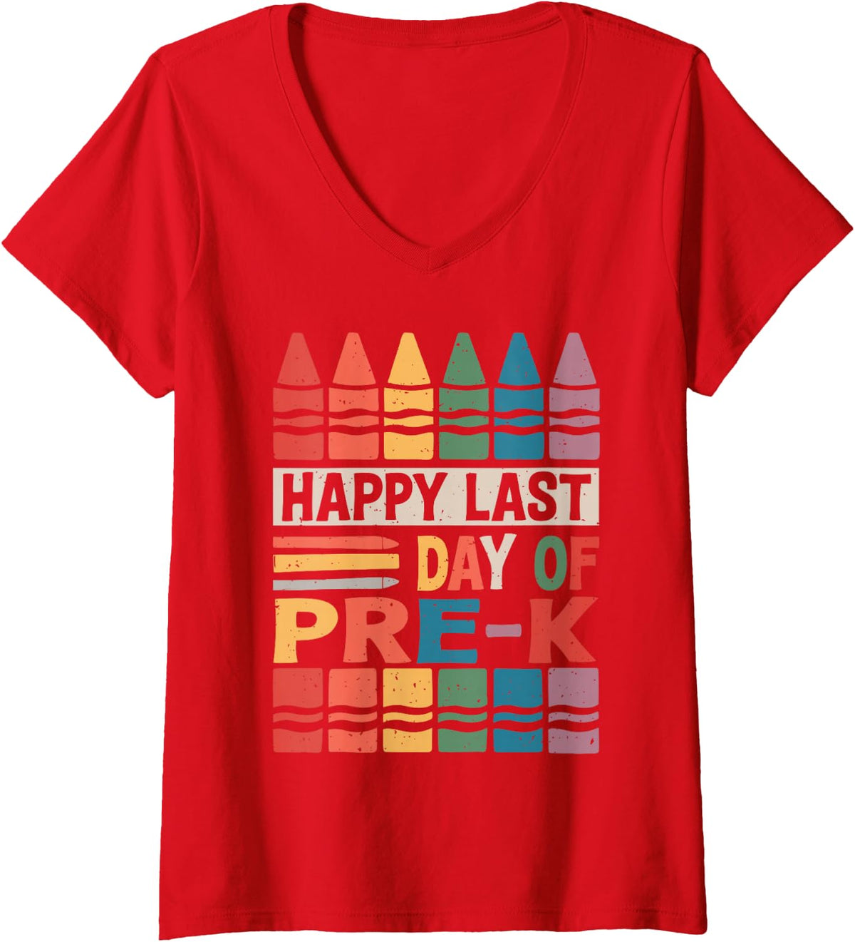 Women's Happy Last Day of Pre-k Pre-k Teacher Student Grade V-Neck T-Shirt - Red