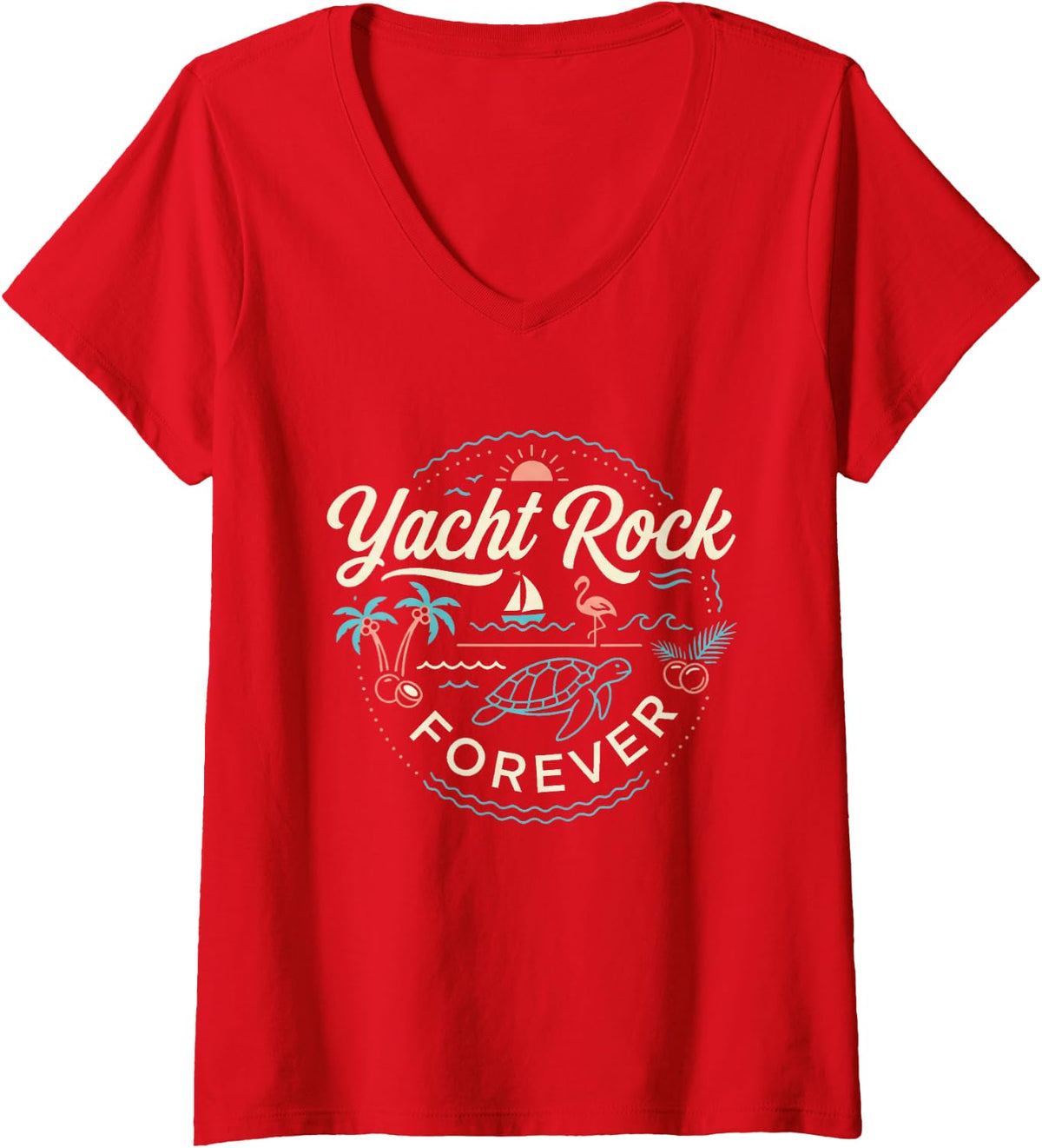 Women's Yacht Rock V-Neck T-Shirt - Red