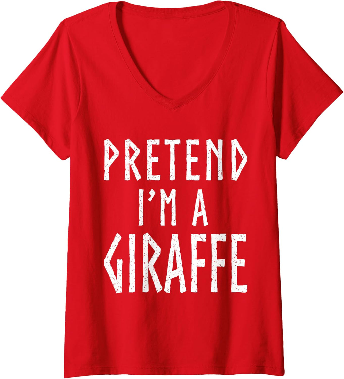 Women's Pretend I'm A Giraffe Family Halloween Costume Matching V-Neck T-Shirt - Red