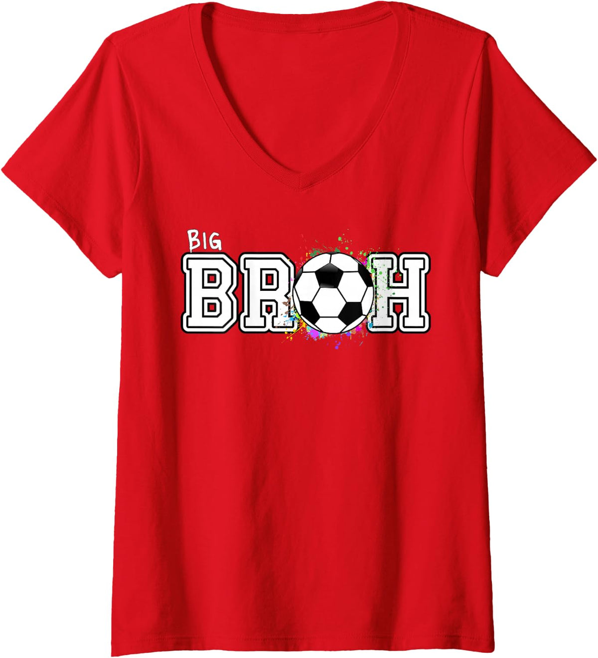 Women's Soccer Big Bruh 1st Birthday V-Neck T-Shirt - Red