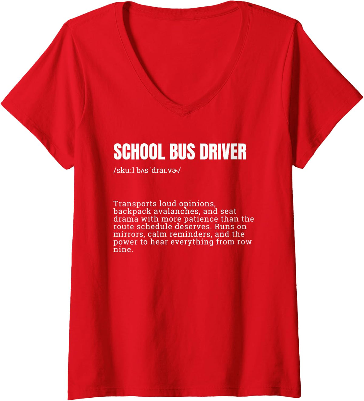 Women's Funny School Bus Driver Definition Appreciation V-Neck T-Shirt - Red