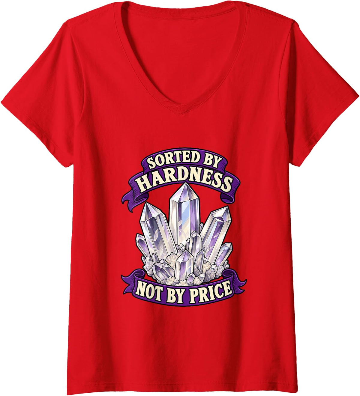Women's Geology Sorted By Hardness Not By Price Rockhound V-Neck T-Shirt - Red