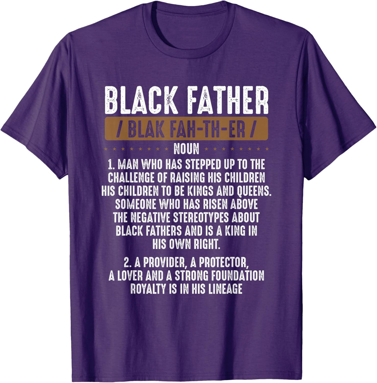 Black Father Definition Proud African American Black Family T-Shirt - Purple