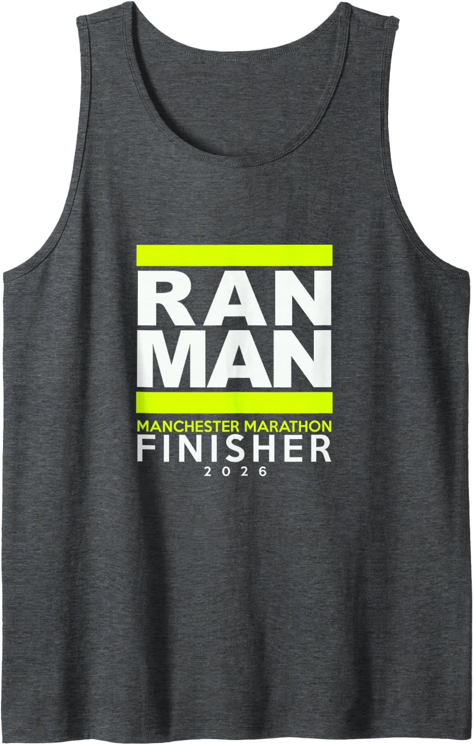 Marathon Manchester 2026 Finisher Sleeveless Tank Top - Dark Heather Grey