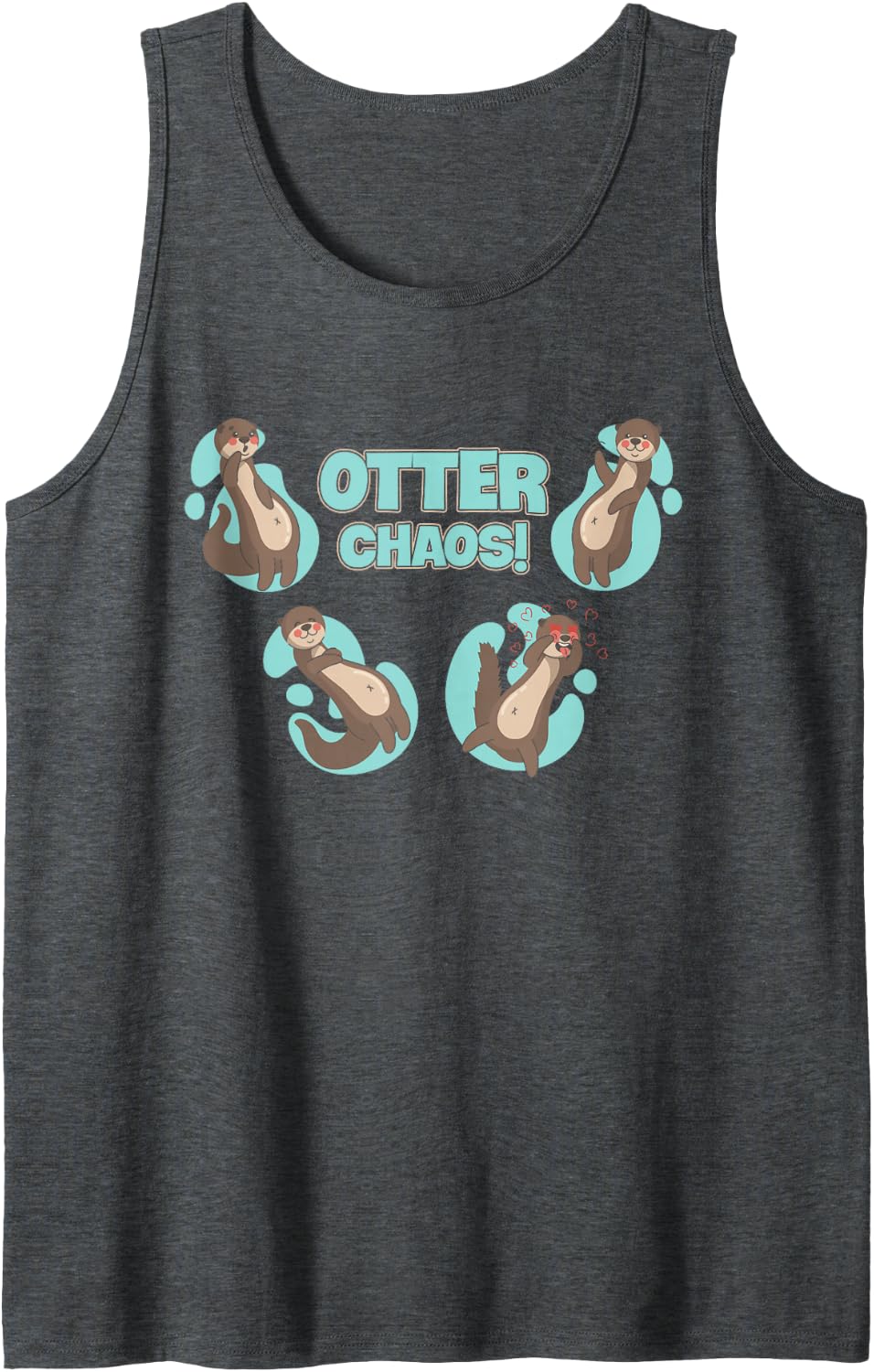 Funny Otter Chaos Cute Sea Otter Lover Pun Tank Top - Dark Heather Grey