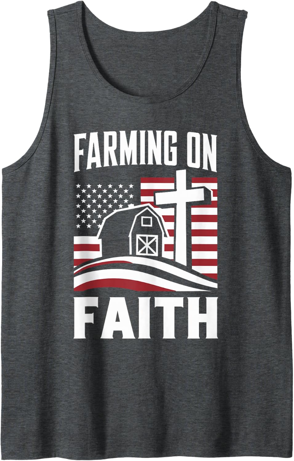 Farming On Faith Christian Farmer Sleeveless Tank Top - Dark Heather Grey