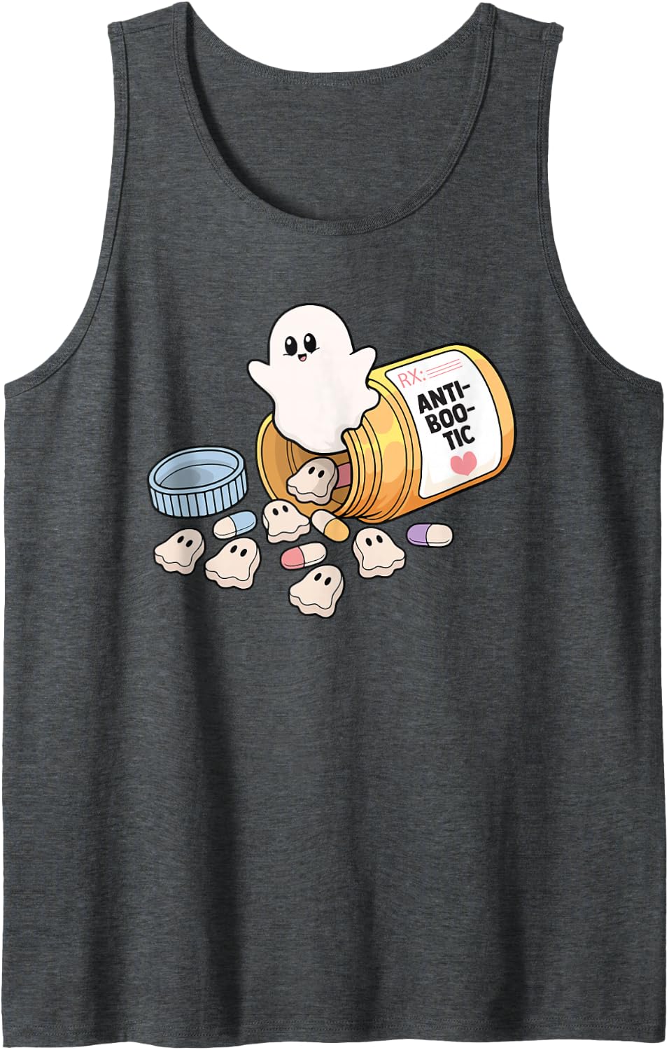 NICU Halloween Spooky ER Nurses Boo Crew Pharmacist Ghost Sleeveless Tank Top - Dark Heather Grey