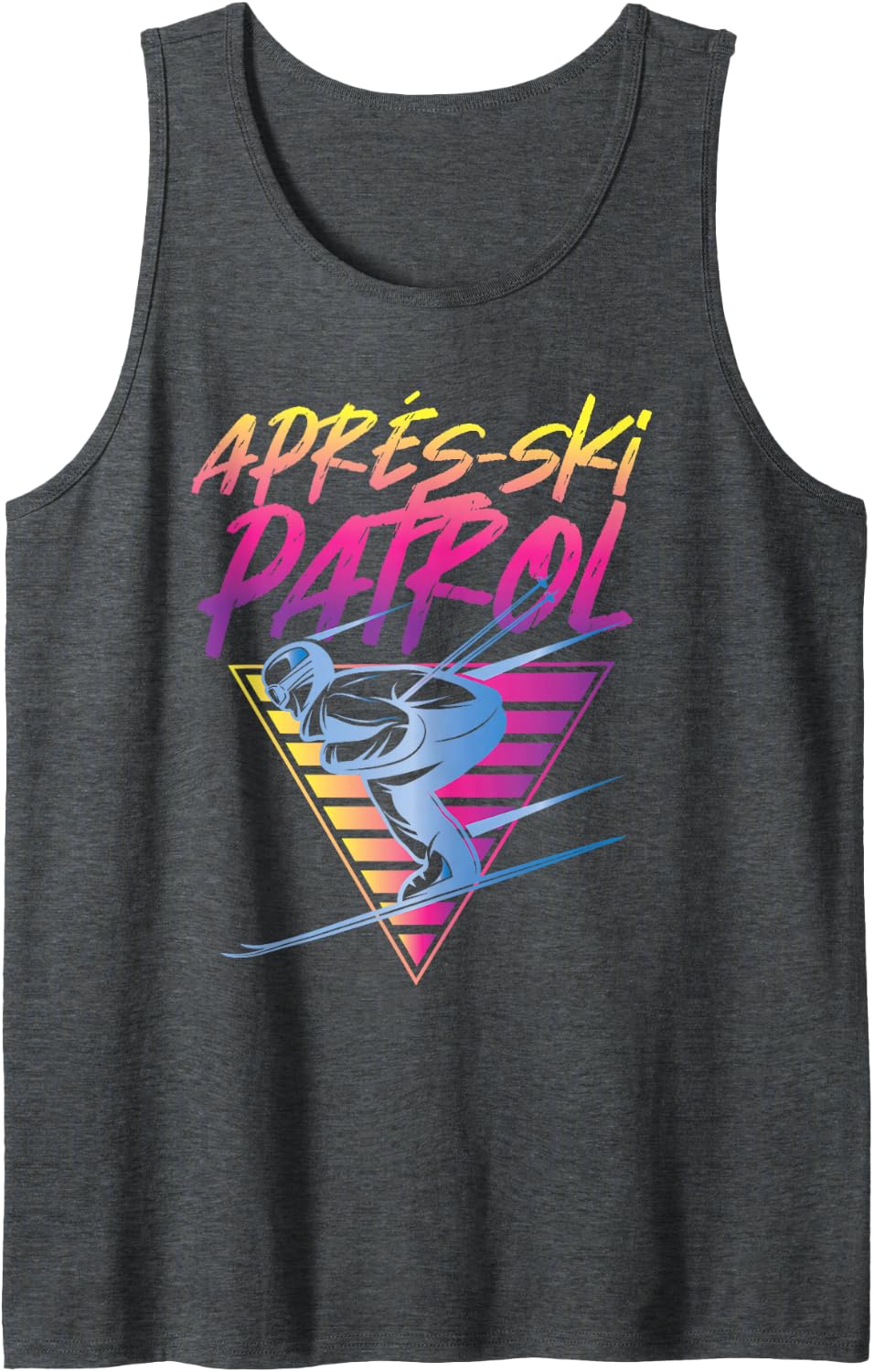Retro Vintage 80s Apres Ski Patrol Tank Top - Dark Heather Grey