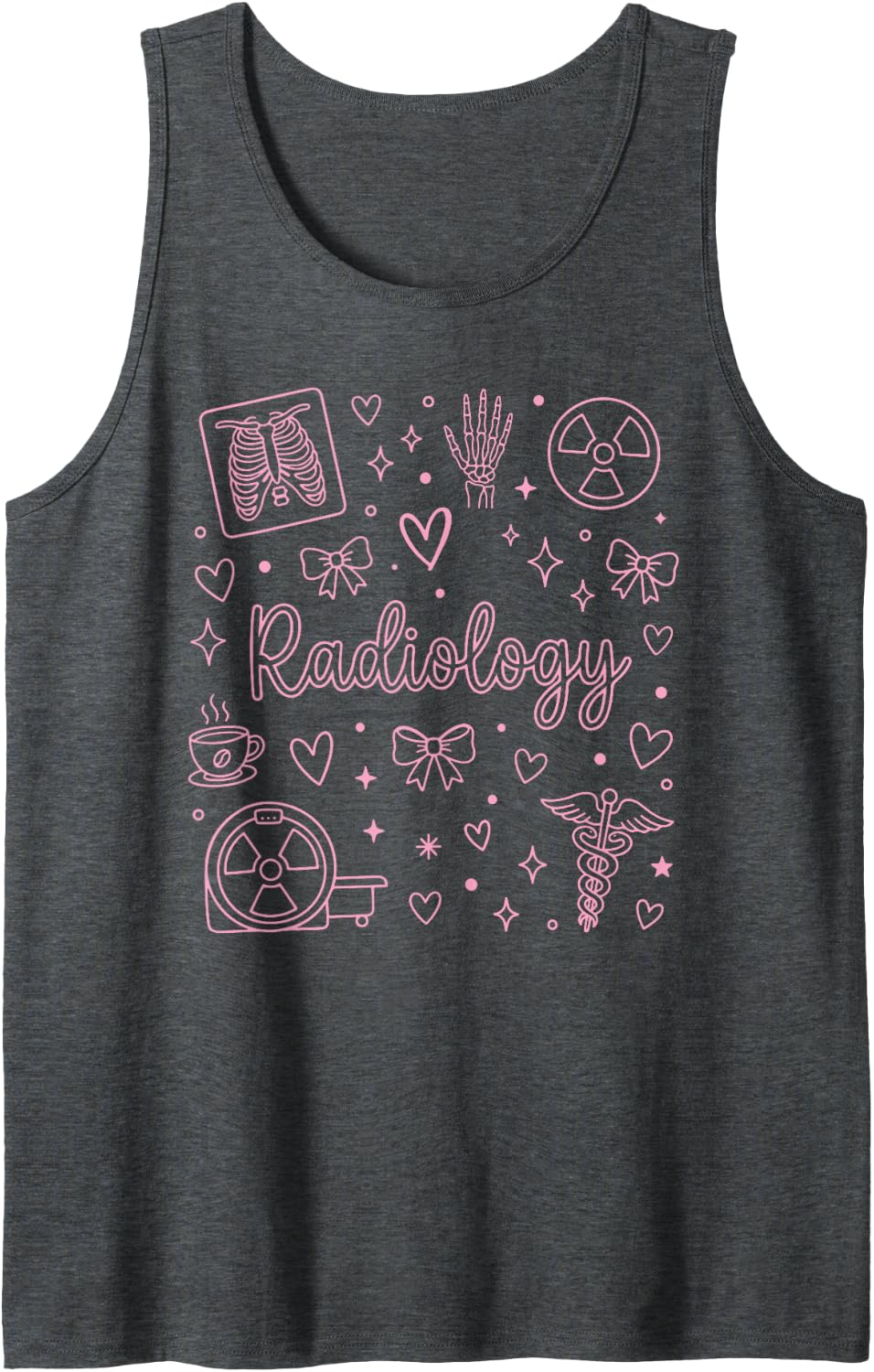 Radiology Women Bow X-Ray Tech Sleeveless Tank Top - Dark Heather Grey