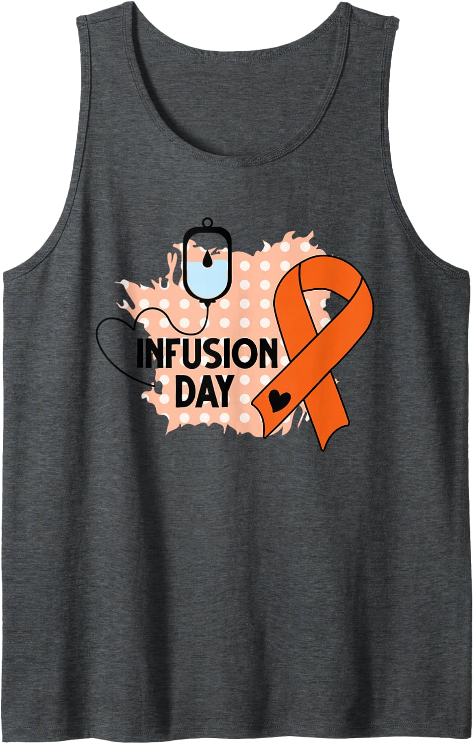 MS Infusion Day Multiple Sclerosis Awareness Ribbon Sleeveless Tank Top - Dark Heather Grey