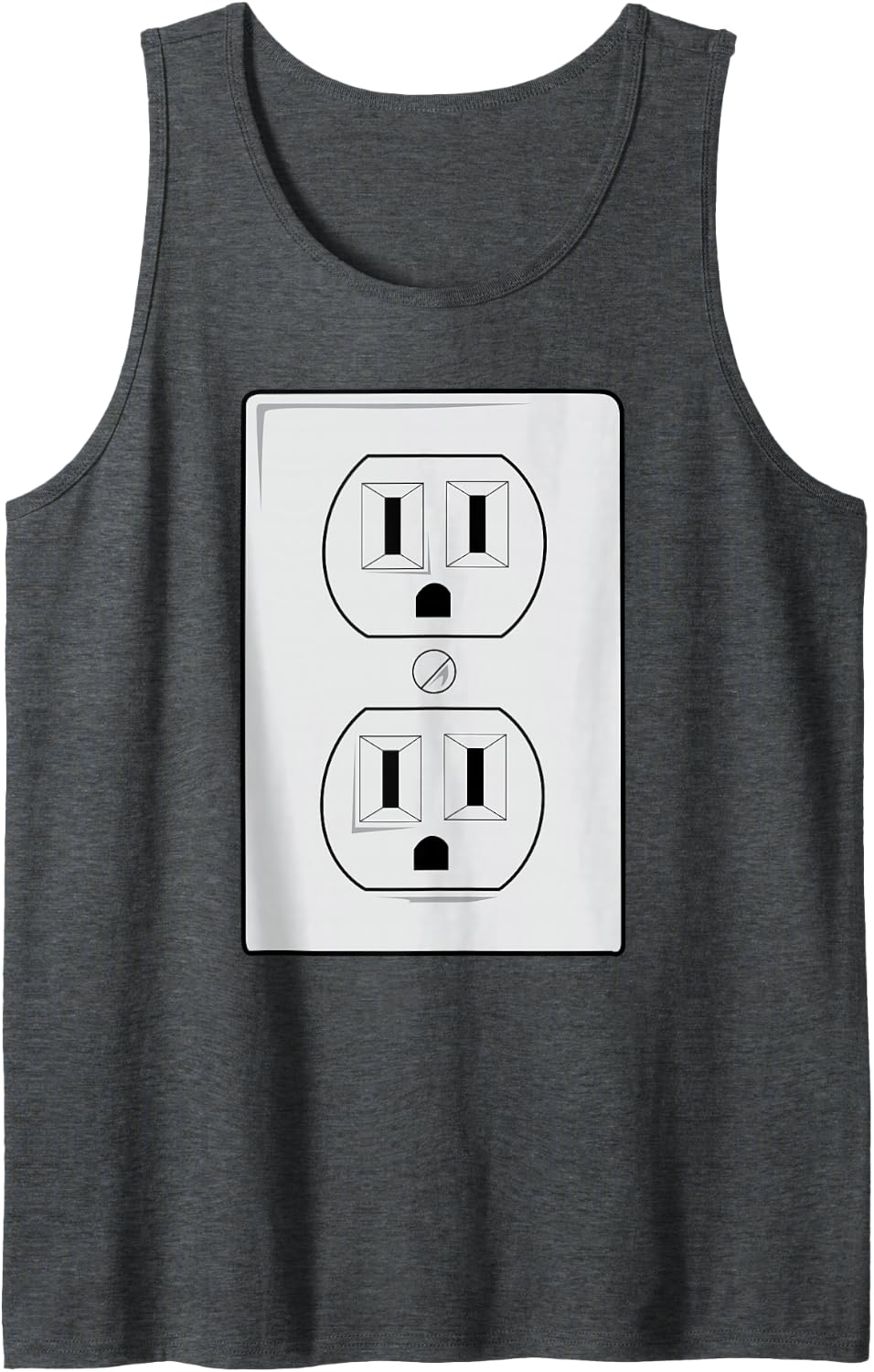 Electrical Outlet Plug and Socket Couples Costume Halloween Tank Top - Dark Heather Grey