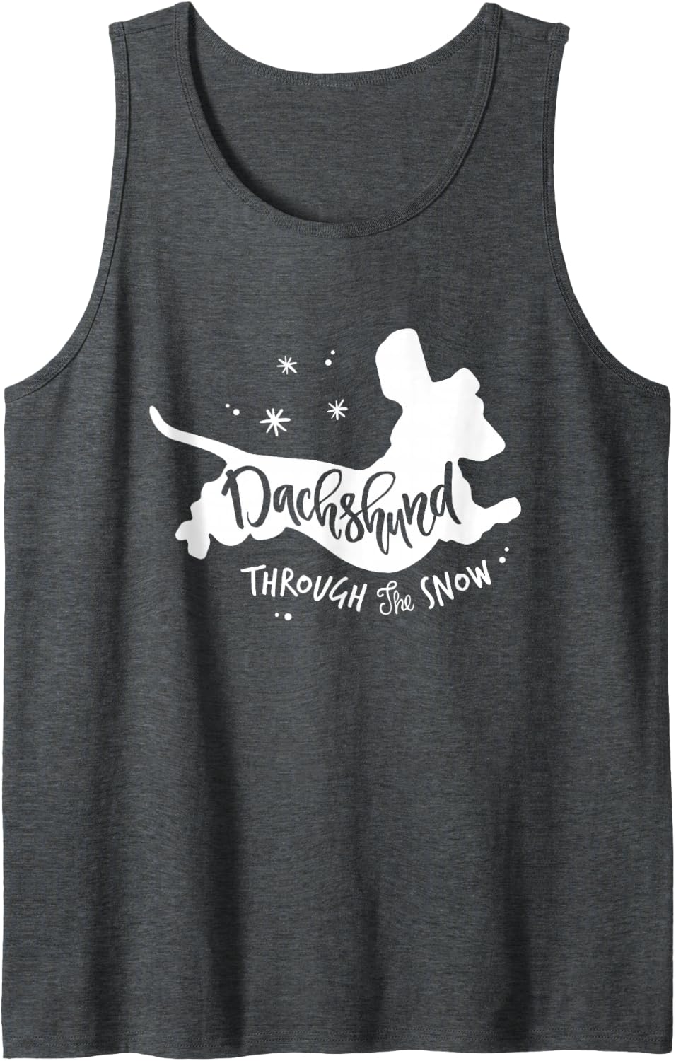 Funny Wiener Dachshund Through the Snow Dog Lovers Christmas Sleeveless Tank Top - Dark Heather Grey