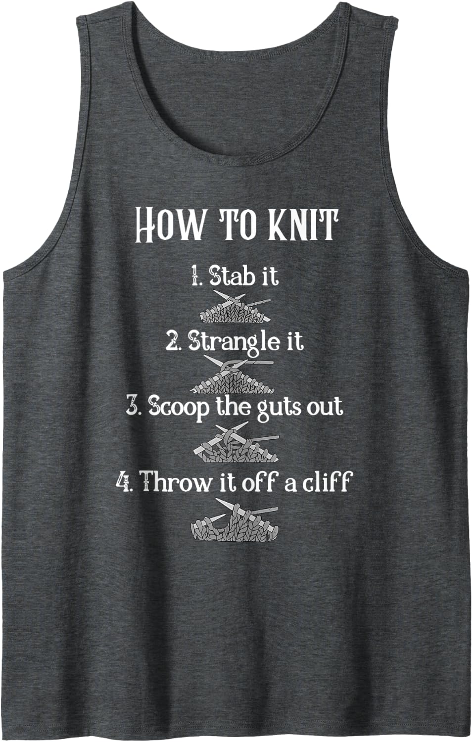 How to Knit Girl Women's Yarn Crochet Knitting Crocheting Sleeveless Tank Top - Dark Heather Grey