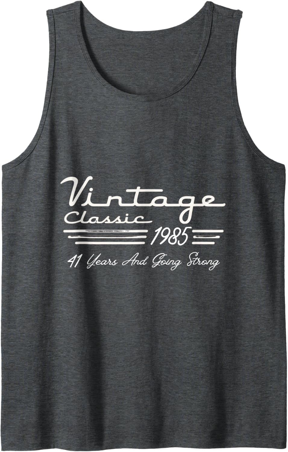 Vintage Classic 1985 41 Years and Going Strong Design Sleeveless Tank Top - Dark Heather Grey