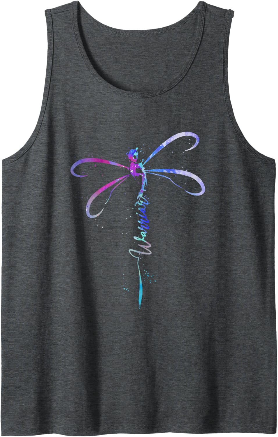 Dragonfly Warrior Semicolon Suicide Prevention Awareness Tank Top - Dark Heather Grey