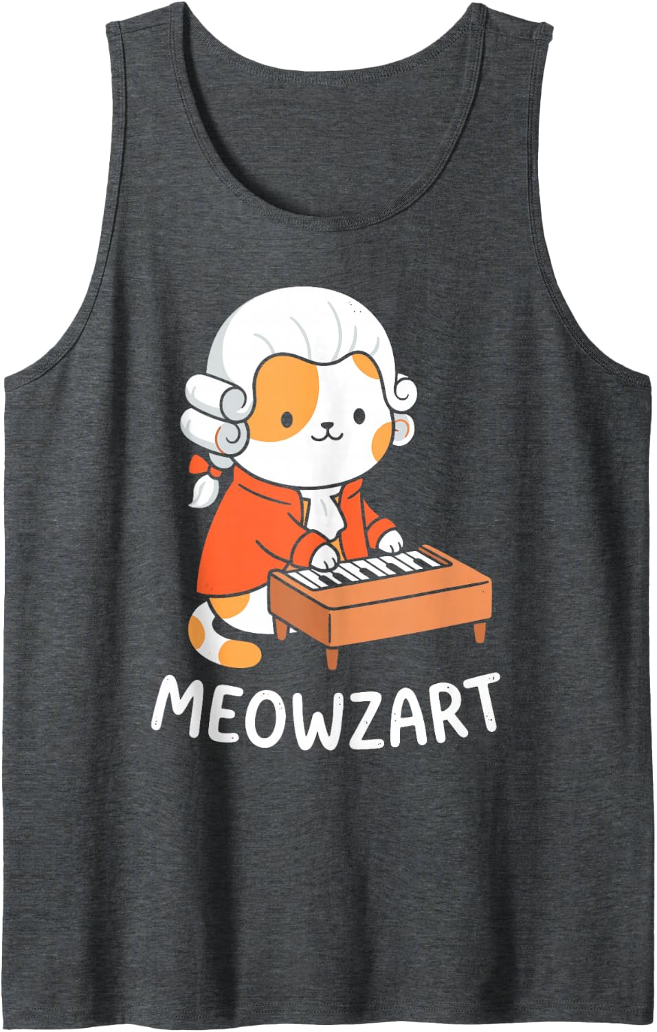Meowzart Mozart Cat Piano Pianist Classical Music Funny Tee Tank Top - Dark Heather Grey