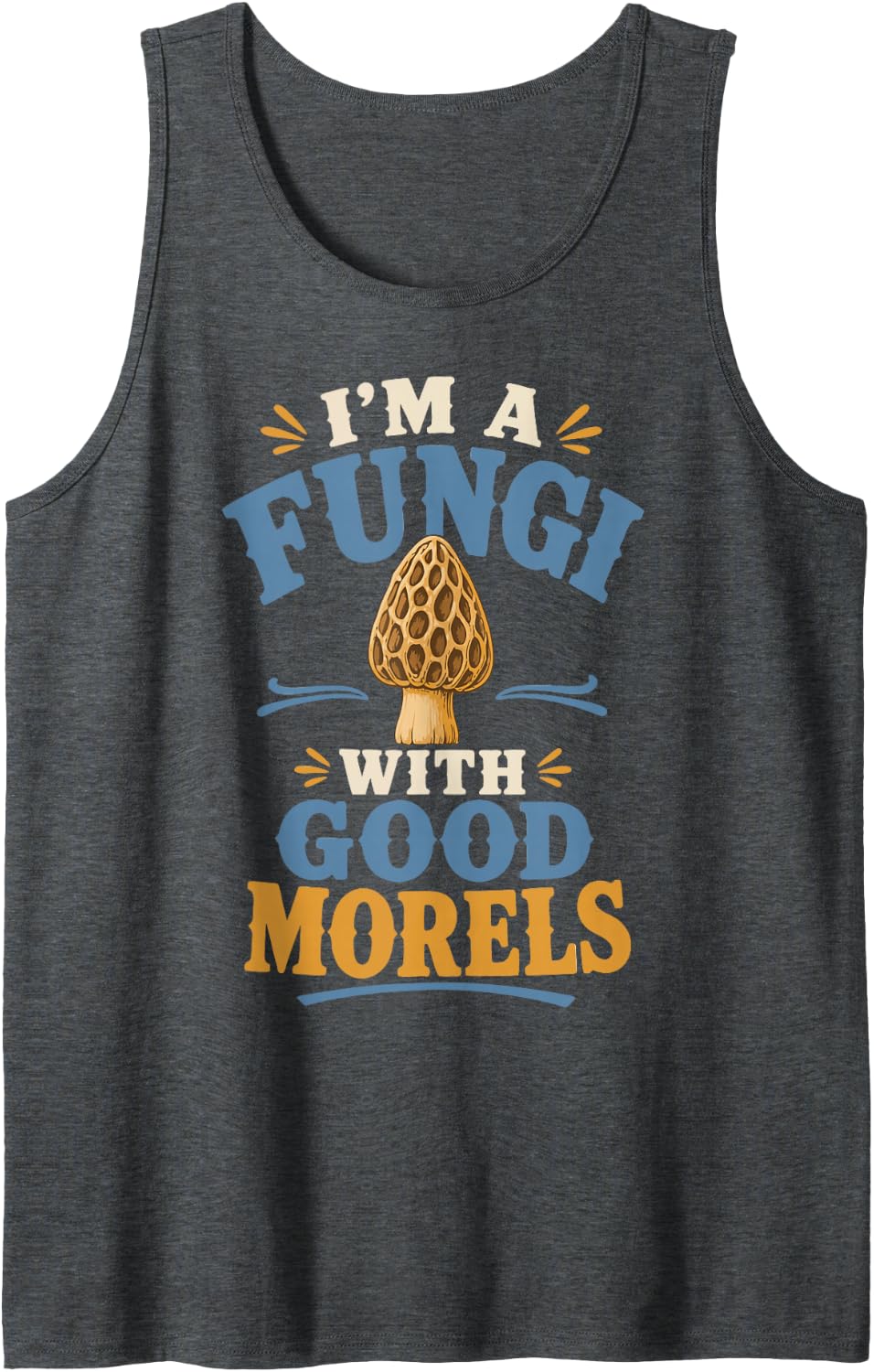 Retro Mushroom Hunting Morels Mushroom Picker Sleeveless Tank Top - Dark Heather Grey