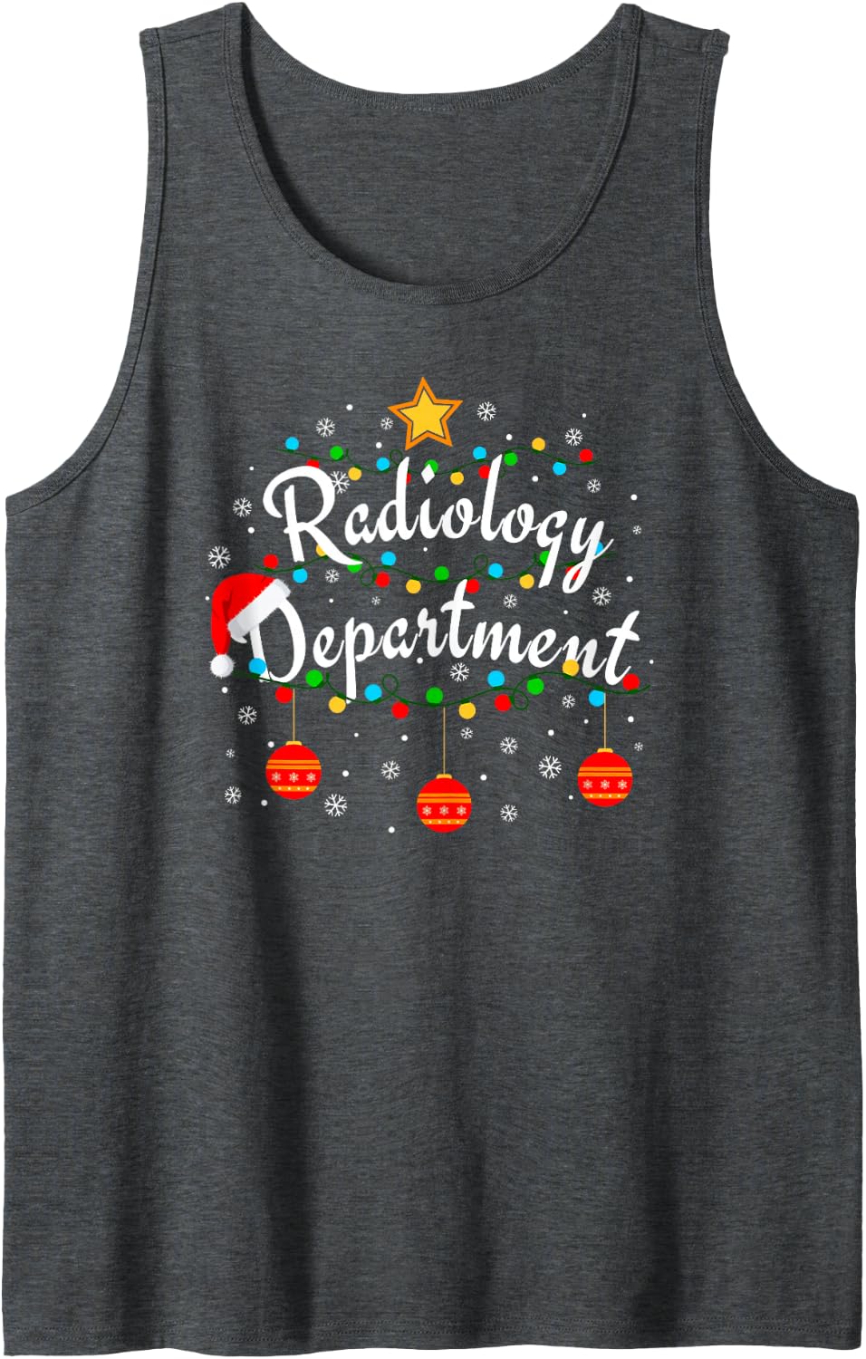 Radiology Department Funny X-Ray Tech Christmas Radiography Sleeveless Tank Top - Dark Heather Grey