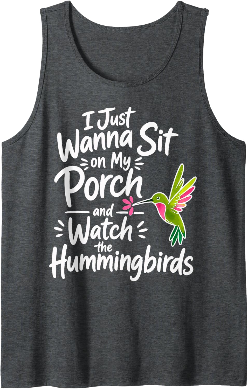 Hummingbird Lover Garden Bird Watcher Sleeveless Tank Top - Dark Heather Grey