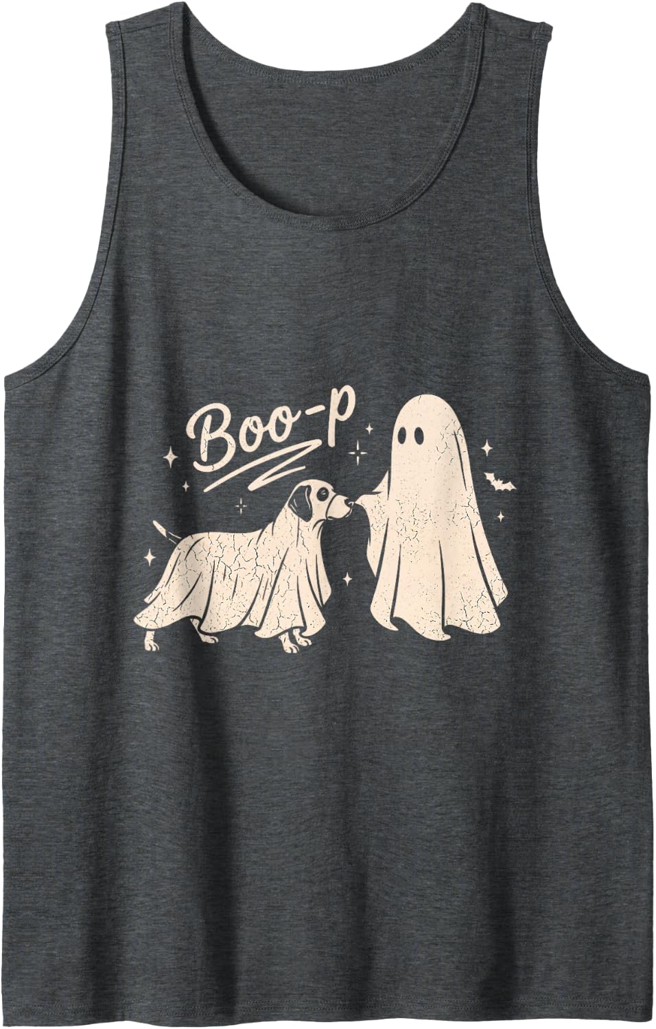 Spooky German Shorthaired Pointer Halloween Boo-P Ghost Dog Tank Top - Dark Heather Grey