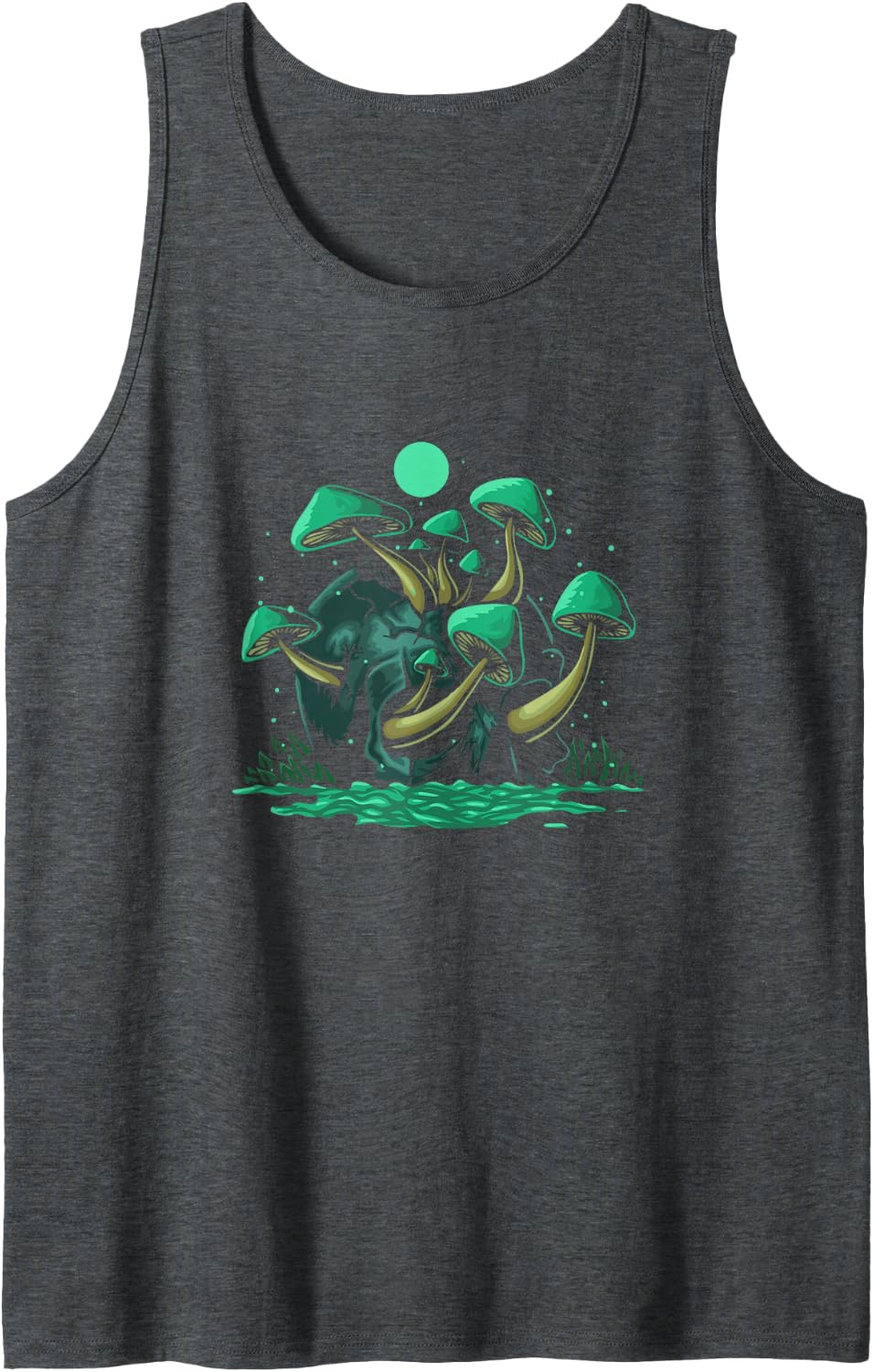 Skull Morel Mushrooms Mycologist Goth Mushroom Tank Top - Dark Heather Grey