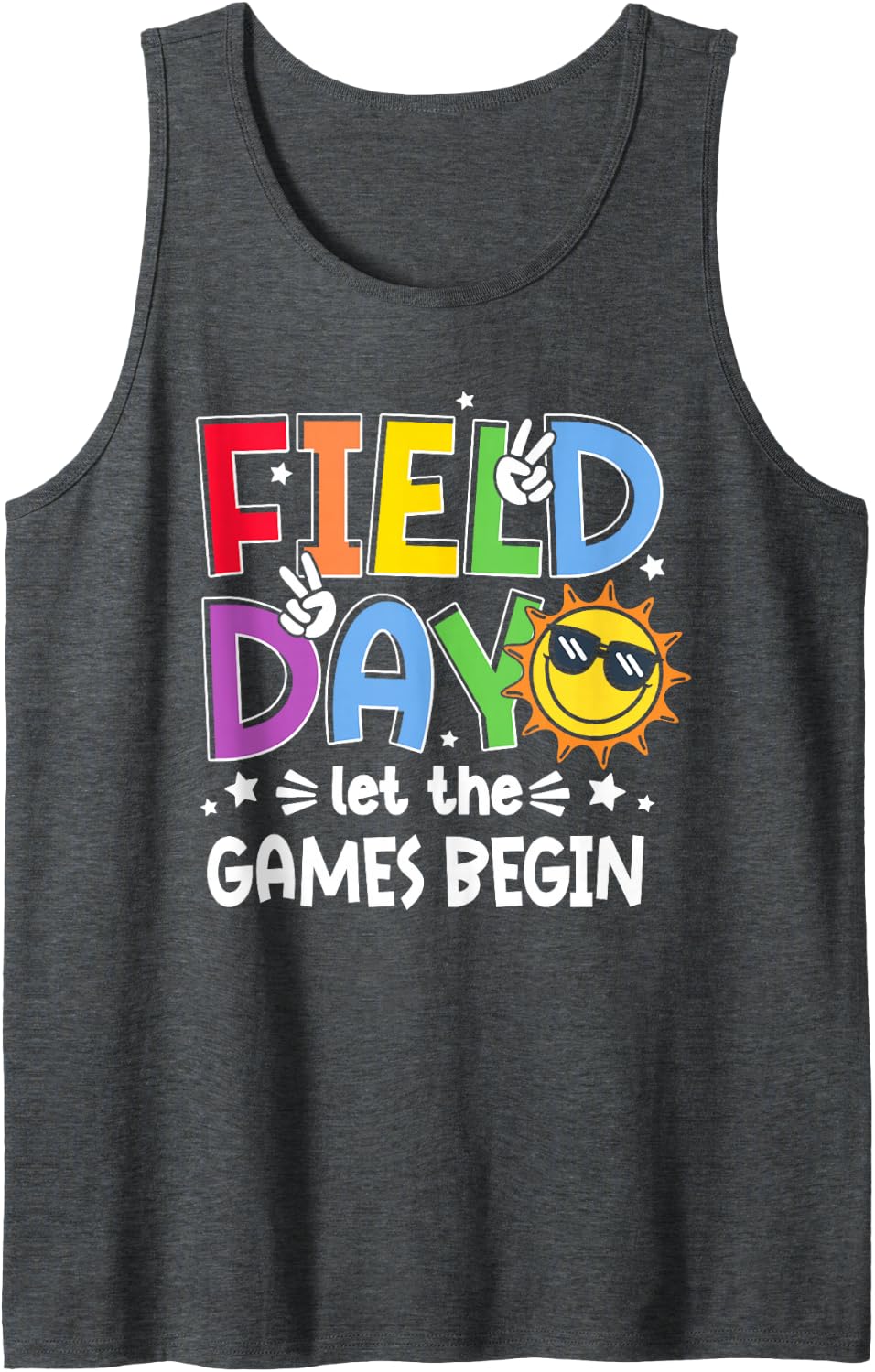 Let The Games Begin Field Day School Teachers Boys Girls Kid Sleeveless Tank Top - Dark Heather Grey