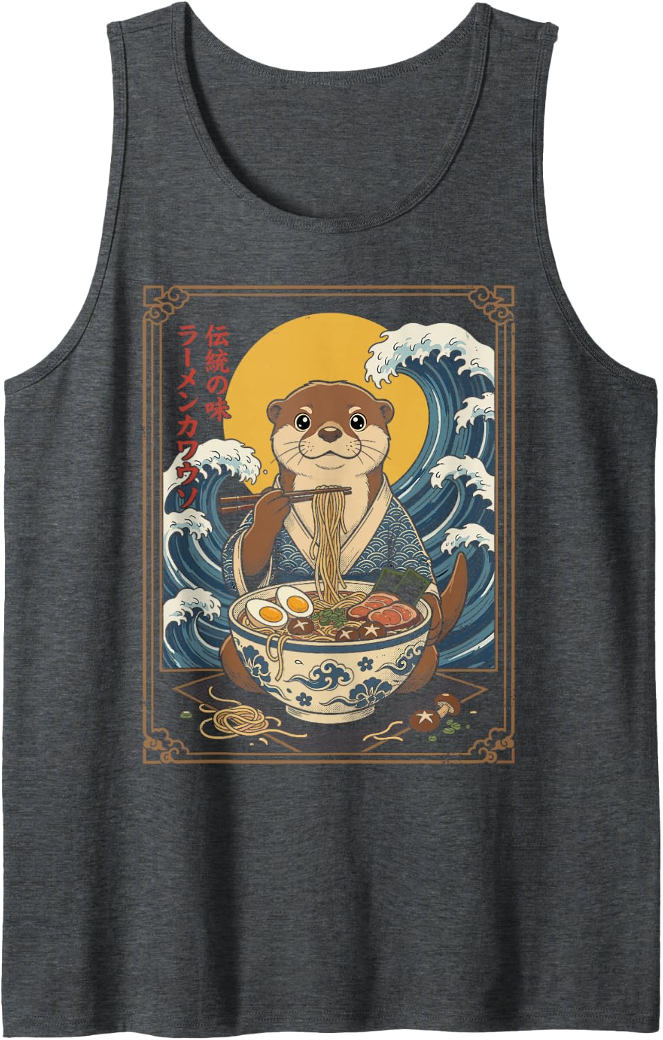 Japanese Art Ramen Otters Tee Otter Sea Wildlife Zoo Meme Tank Top - Dark Heather Grey
