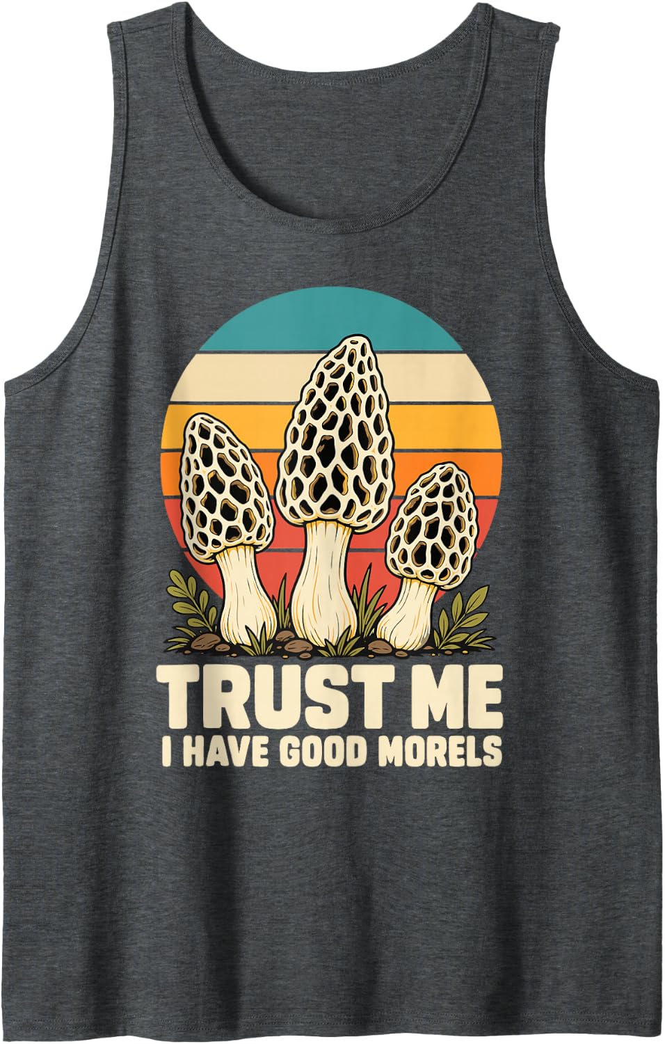 Funny Morels Hunting Foraging Mushroom Picker Sleeveless Tank Top - Dark Heather Grey