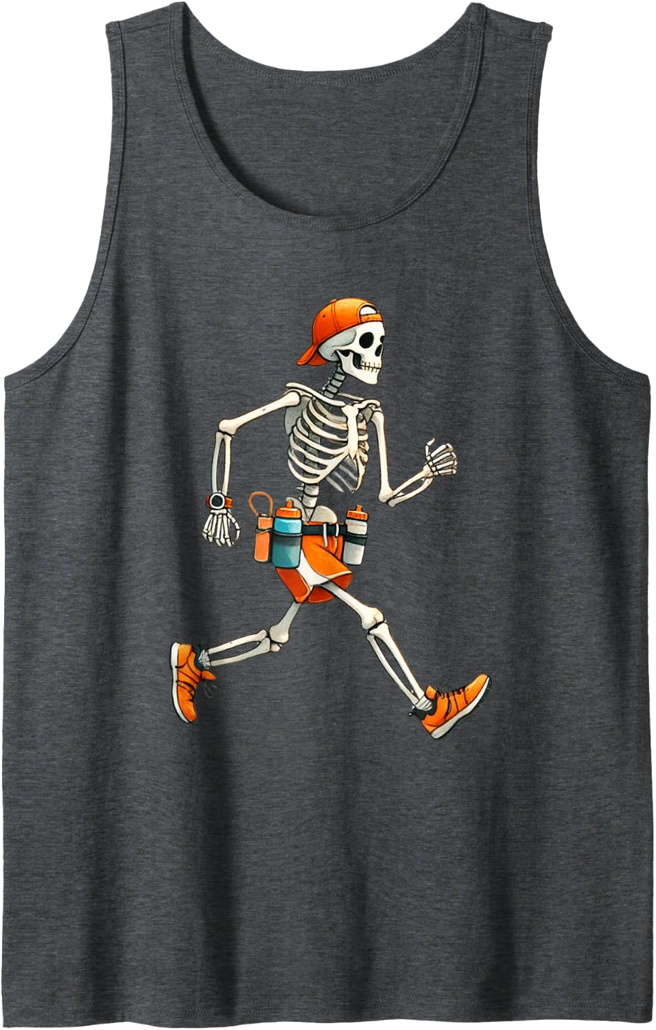 Skeleton Marathon Runner Halloween Costume Running Men Boys Sleeveless Tank Top - Dark Heather Grey