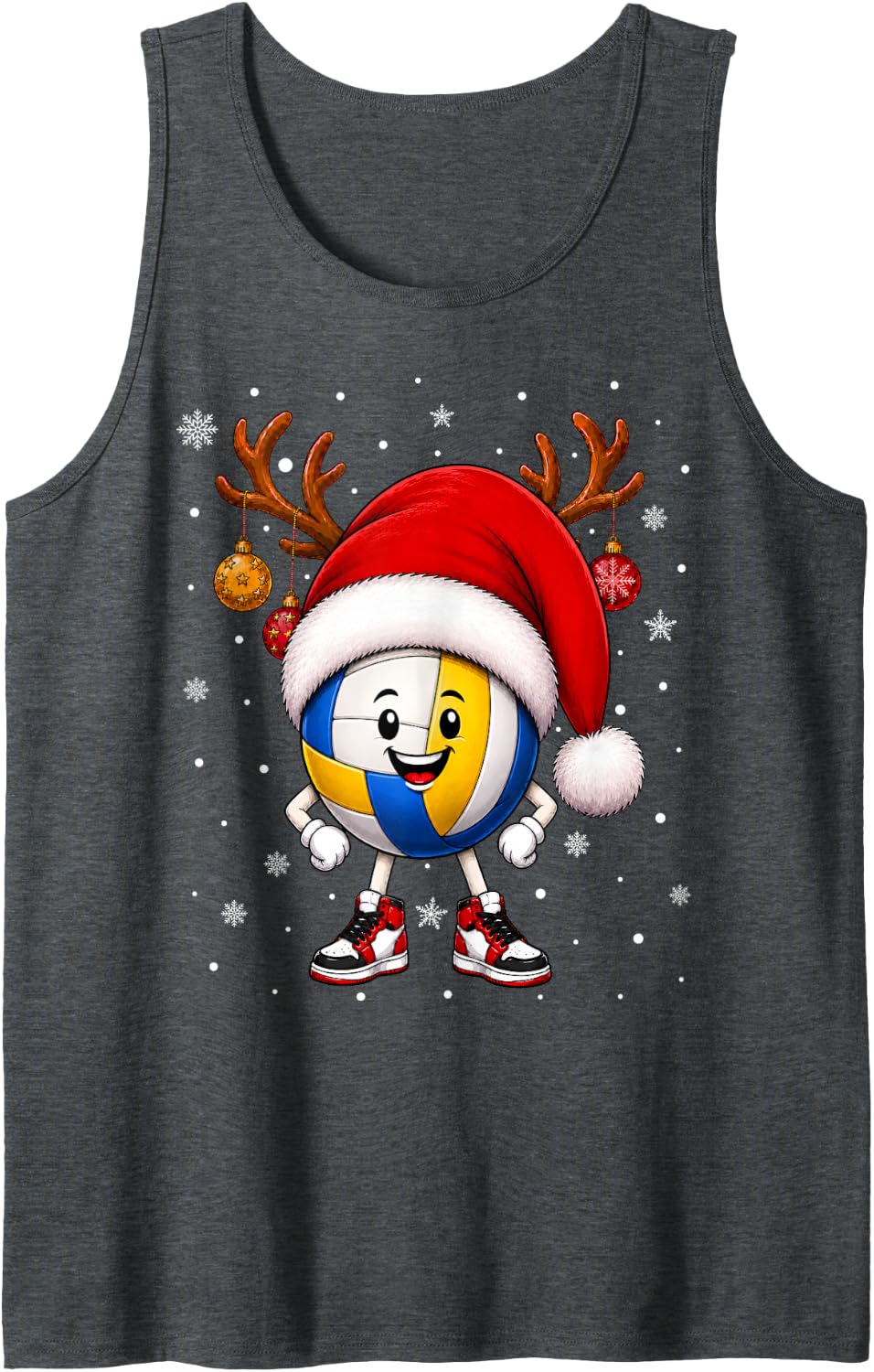 Volleyball Christmas Santa Hat Scarf Festive Fun Sports Xmas Tank Top - Dark Heather Grey