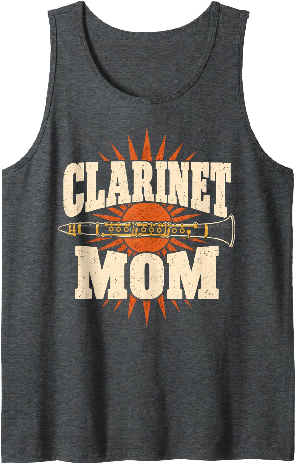 Clarinet Mom Orchestra Music Sleeveless Tank Top - Dark Heather Grey