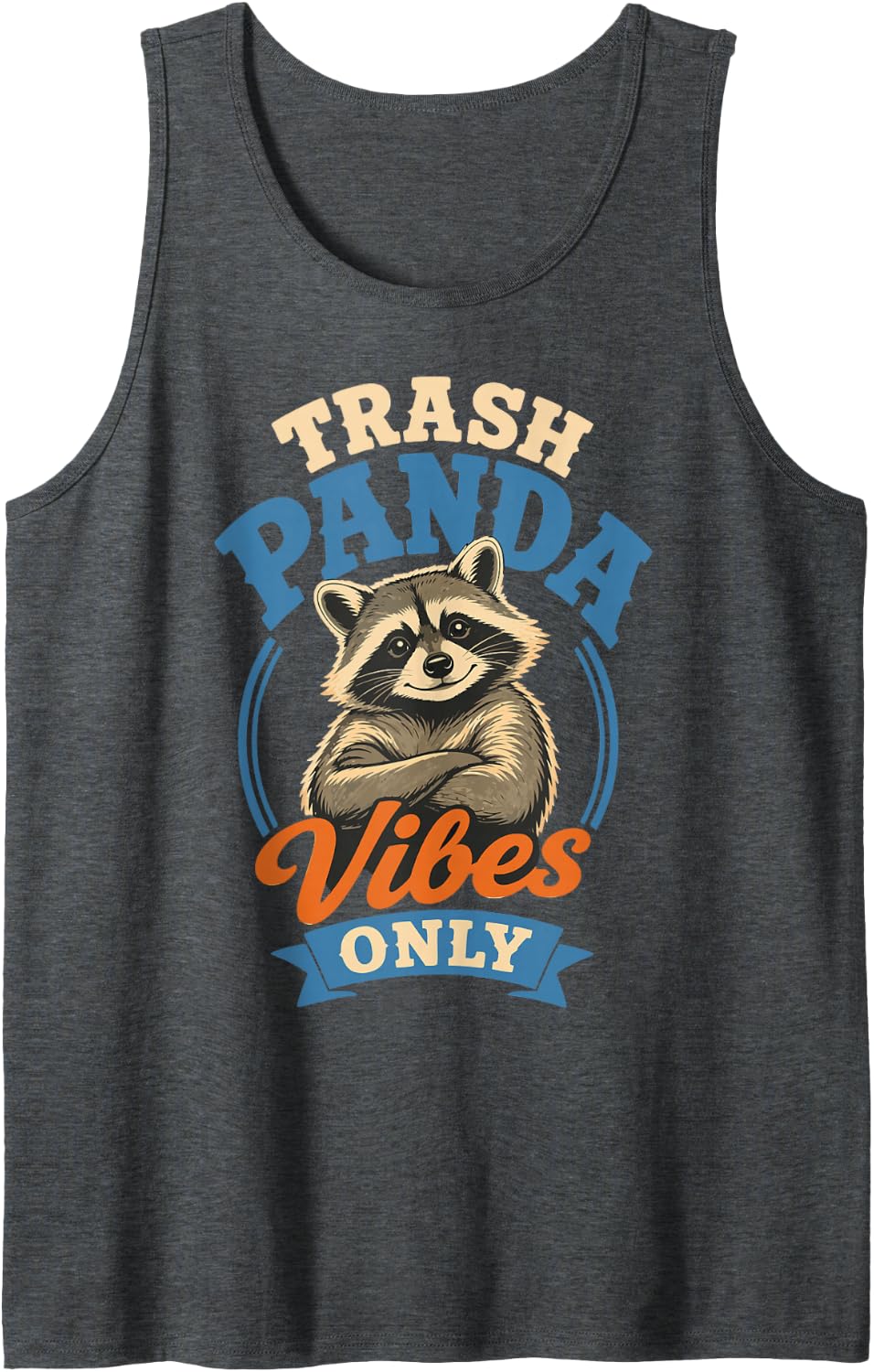 Retro Trash Panda Raccoon Lover Sleeveless Tank Top - Dark Heather Grey