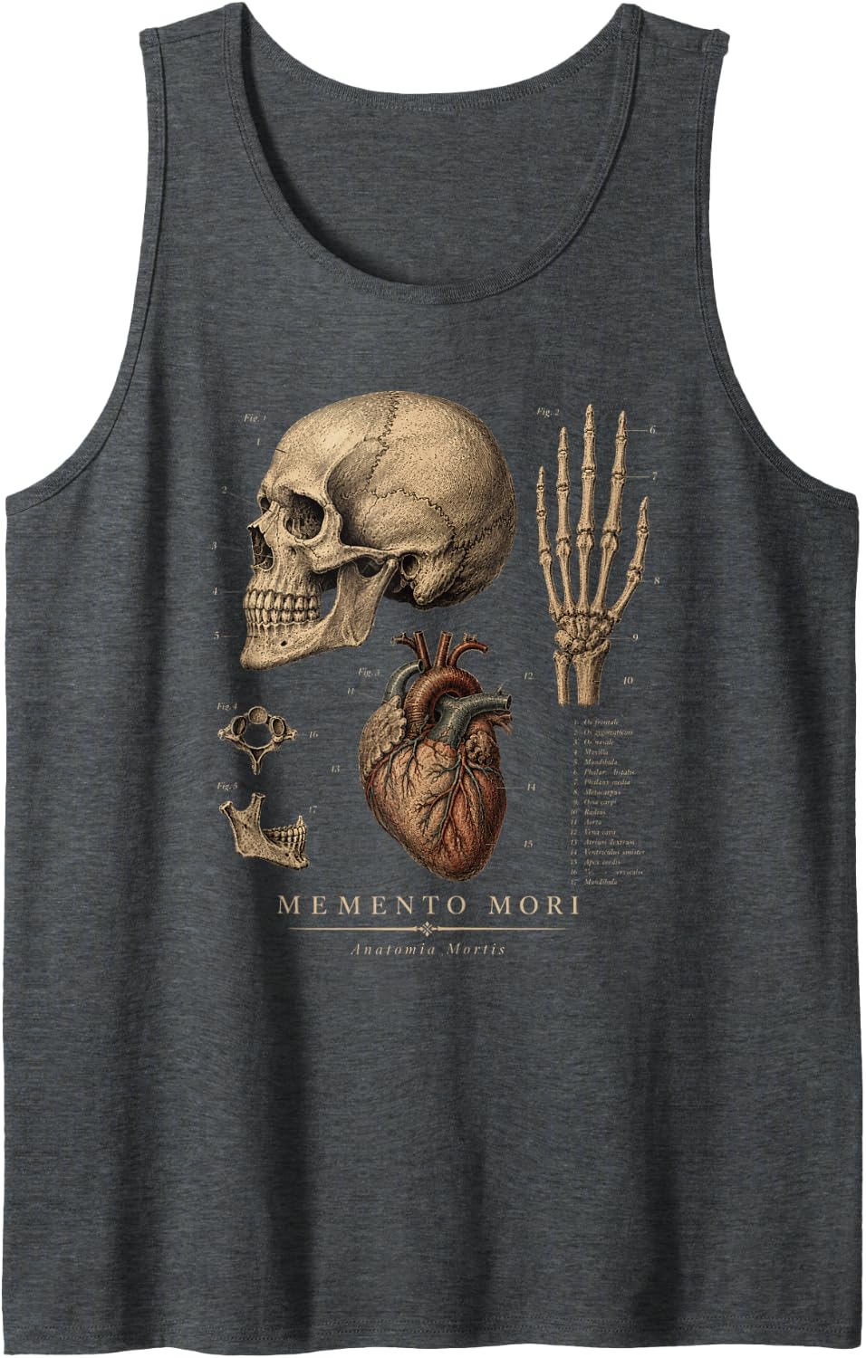 Memento Mori Stoic Philosophy Quote Dark Academia Sleeveless Tank Top - Dark Heather Grey