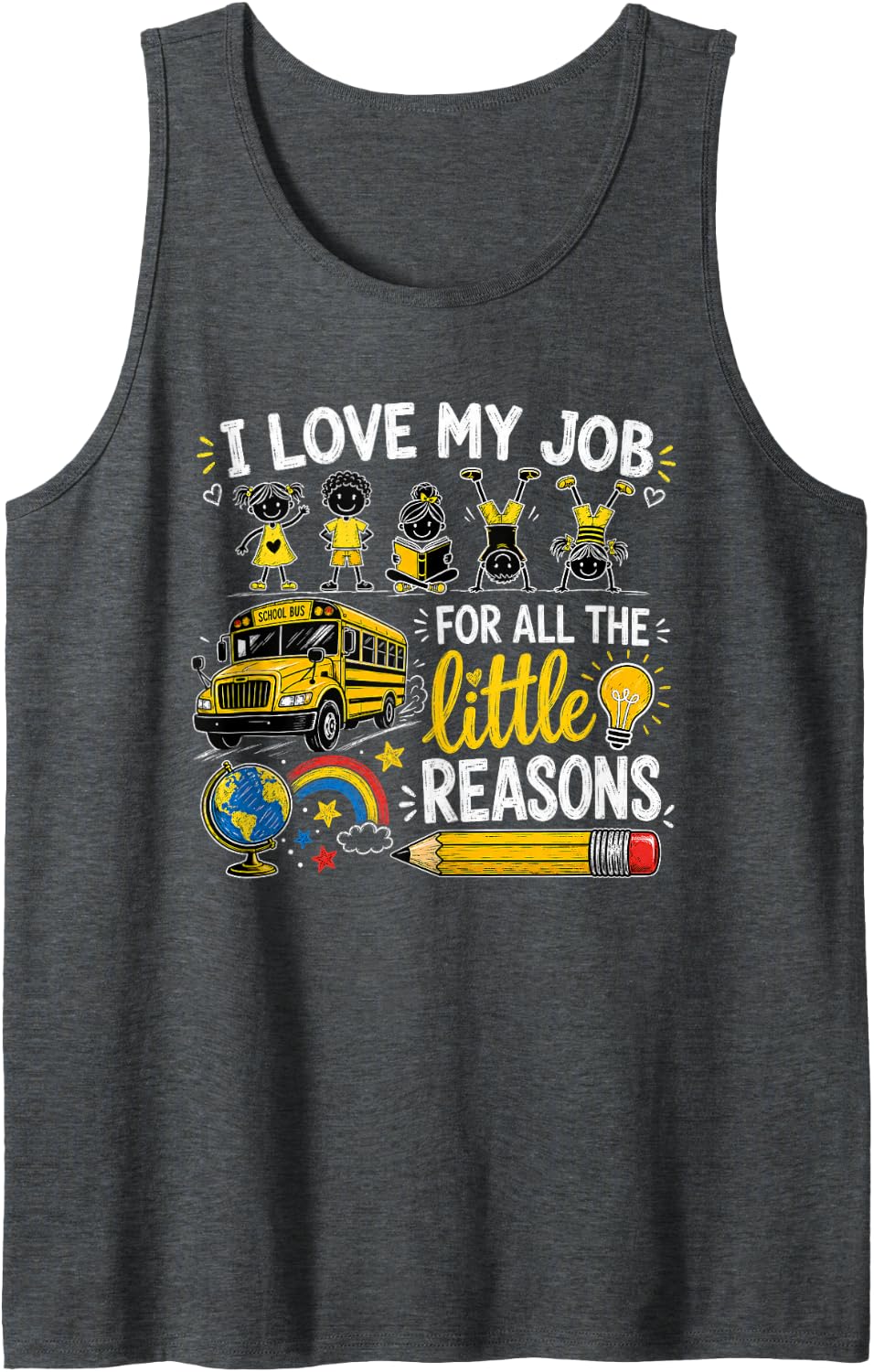 Back to School Bus Driver First Day Classroom Transportation Tank Top - Dark Heather Grey