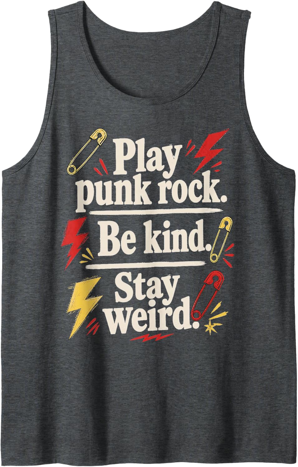 Vintage Punk Rock Alternative Music Tank Top - Dark Heather Grey
