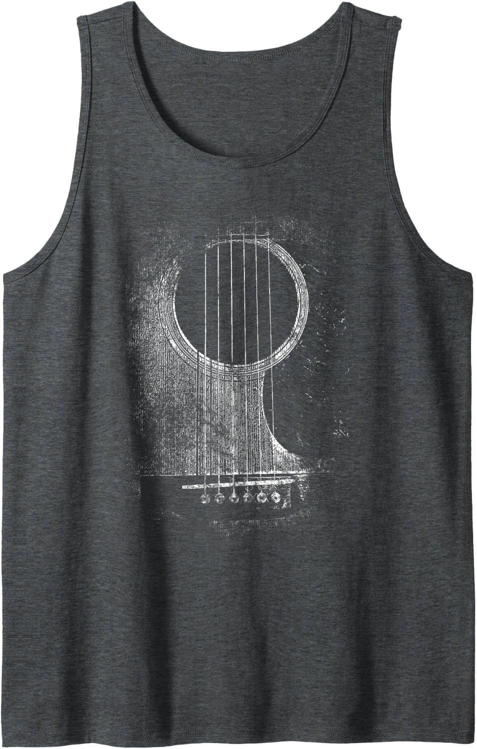 Acoustic Guitar Six String Classic Rock & Roll Sleeveless Tank Top - Dark Heather Grey