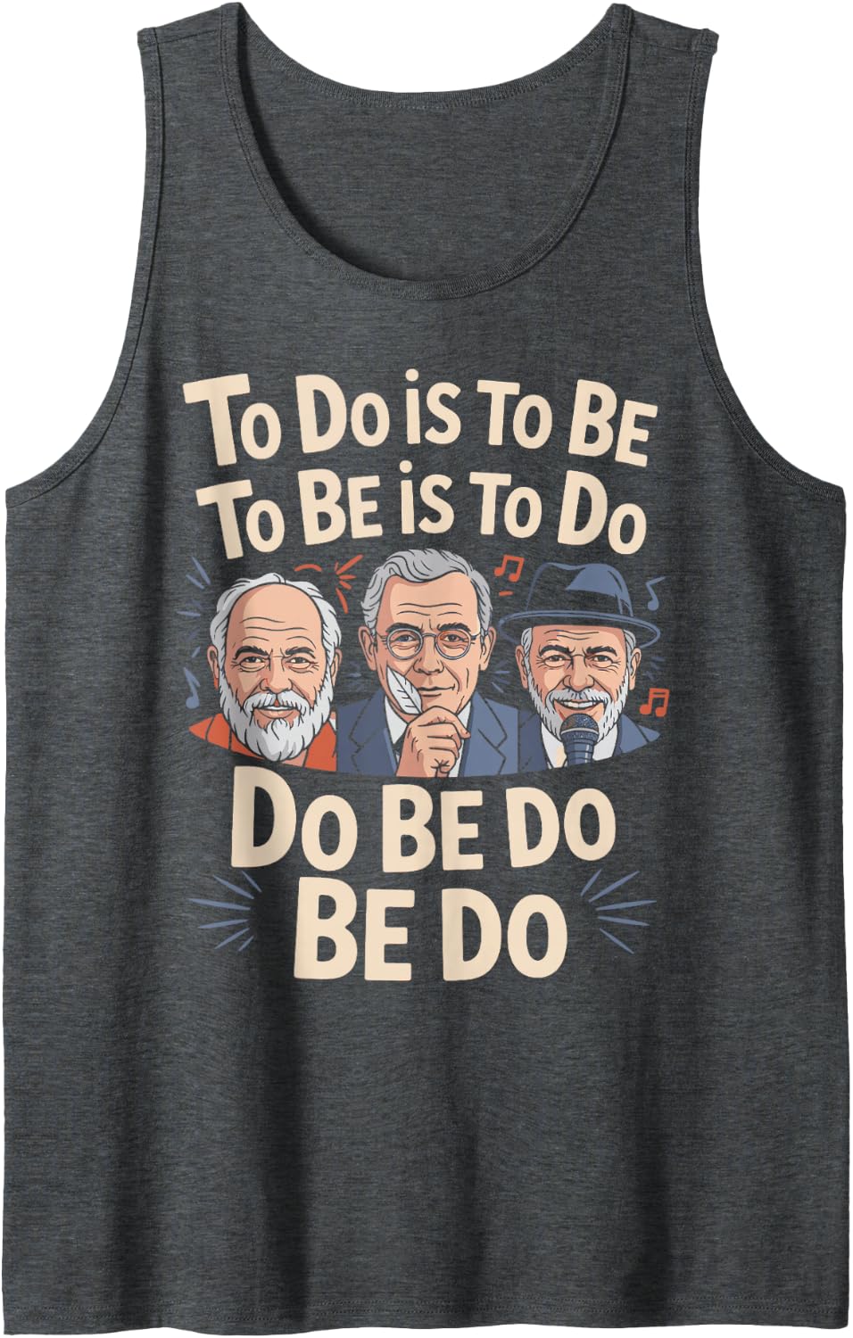 to Do is to Be Socrates Plato Funny History Philosophy Lover Sleeveless Tank Top - Dark Heather Grey