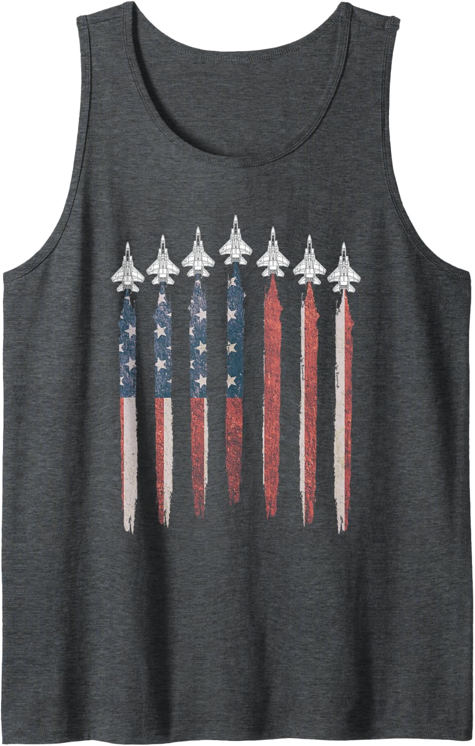 F15 Eagle Fighter Jet USA Flag Airplane F-15 4th Of July Tank Top - Dark Heather Grey