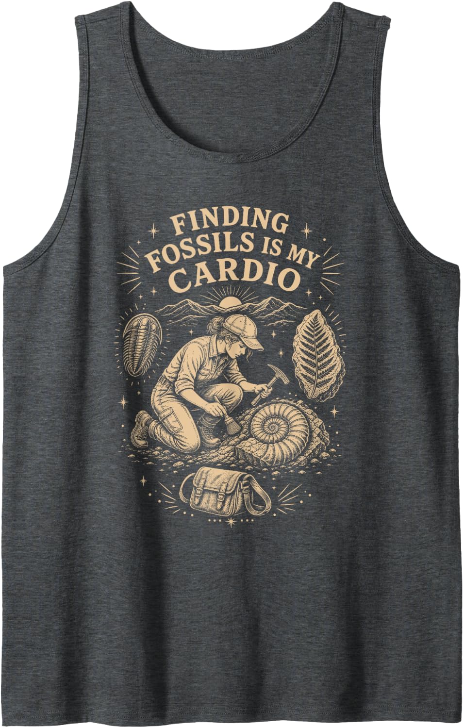 Geologist Rockhound Fossils Tank Top - Dark Heather Grey