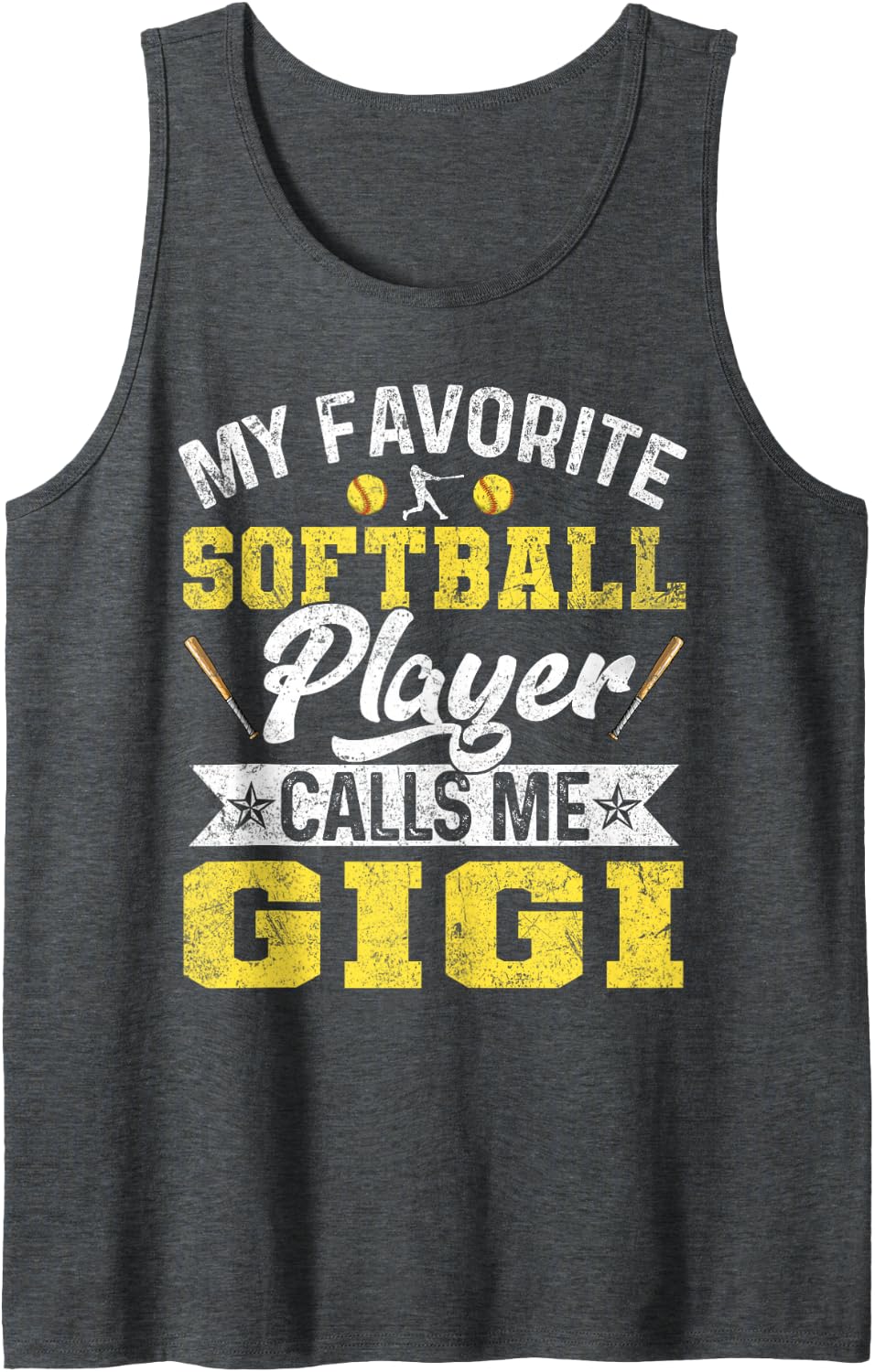 My Favorite Softball Player Call Me Gigi Sleeveless Tank Top - Dark Heather Grey