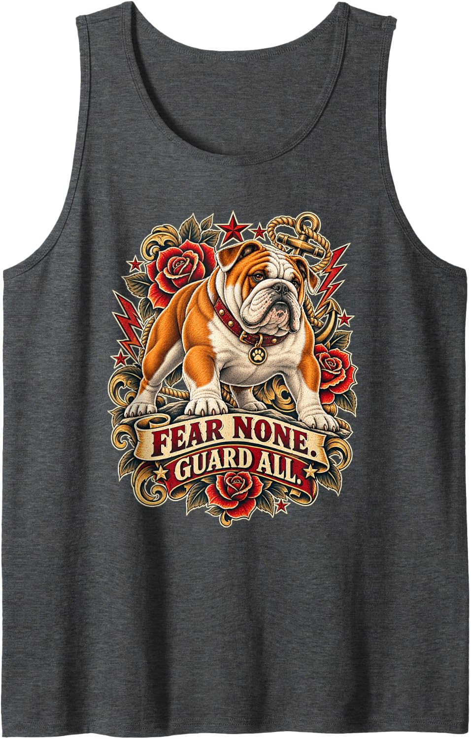 British Bulldog Fear None Guard All Tank Top - Dark Heather Grey