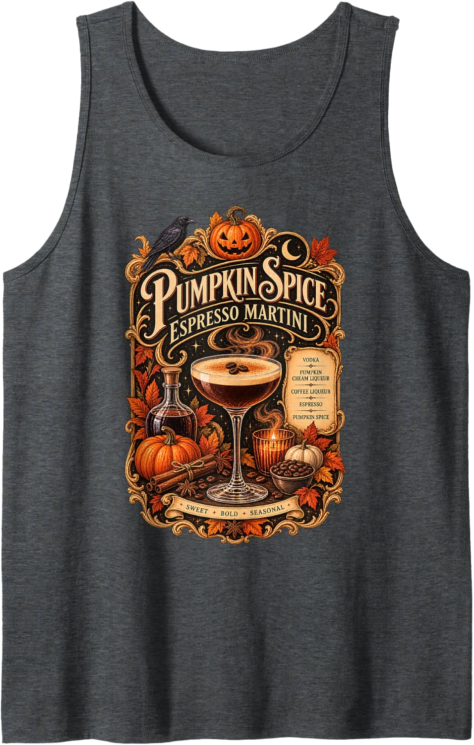 Pumpkin Spice Espresso Martini – Sweet, Bold & Seasonal Sleeveless Tank Top - Dark Heather Grey