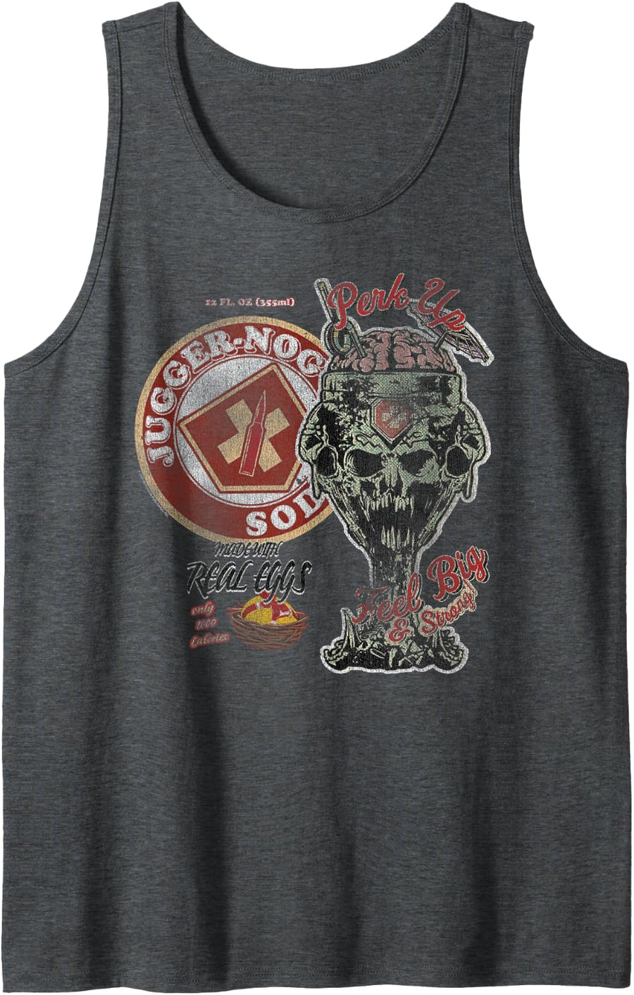 Call of Duty Jugger-Nog Soda Collage Video Game Tank Top - Dark Heather Grey