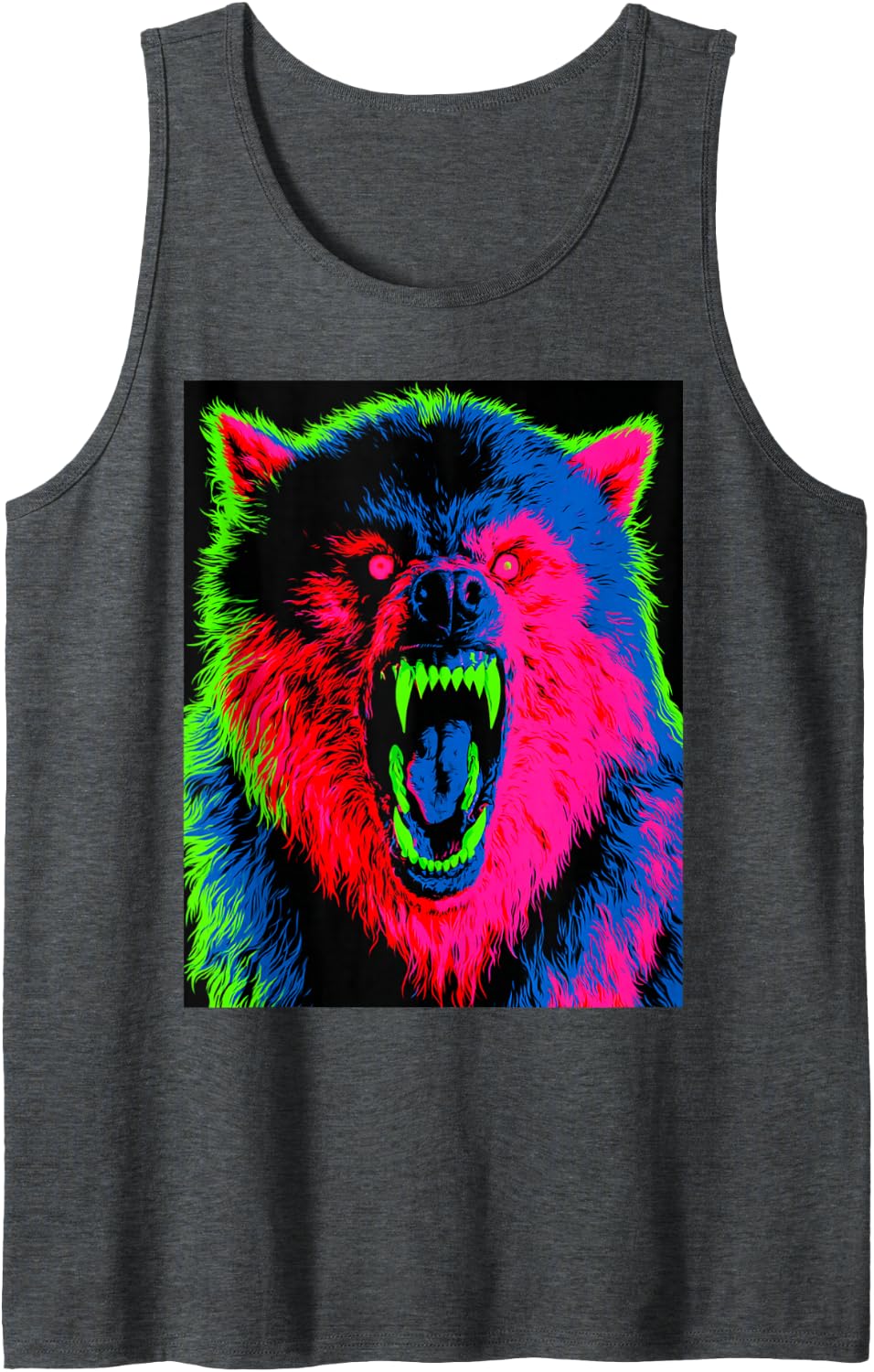 Vintage Halloween Werewolf Scary Sleeveless Tank Top - Dark Heather Grey