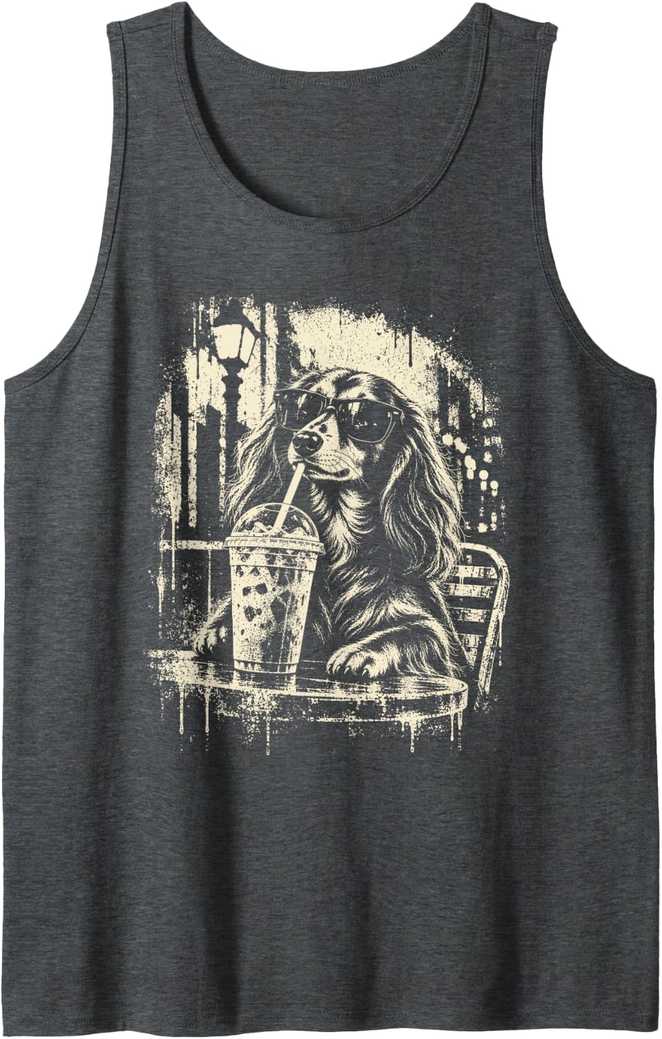 Dachshund Sleeveless Tank Top - Dark Heather Grey