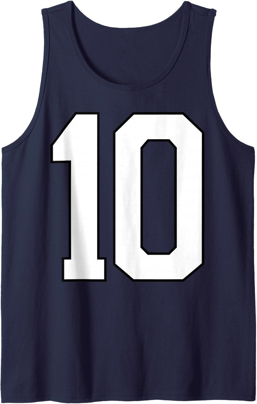 Number 10 Sports Team Sleeveless Tank Top - Navy Blue