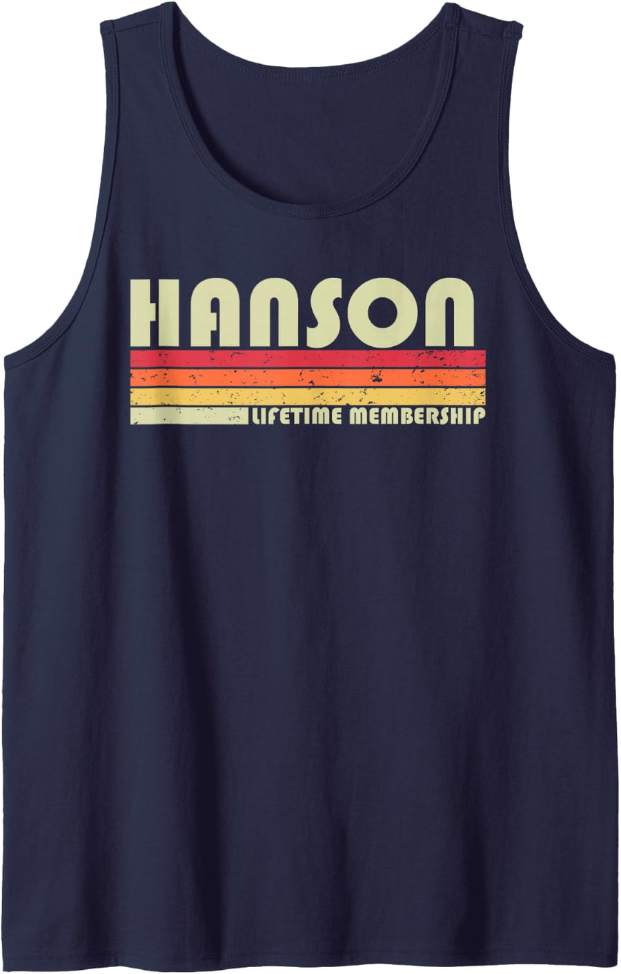HANSON Surname Funny Retro Vintage 80s 90s Birthday Reunion Tank Top - Navy Blue