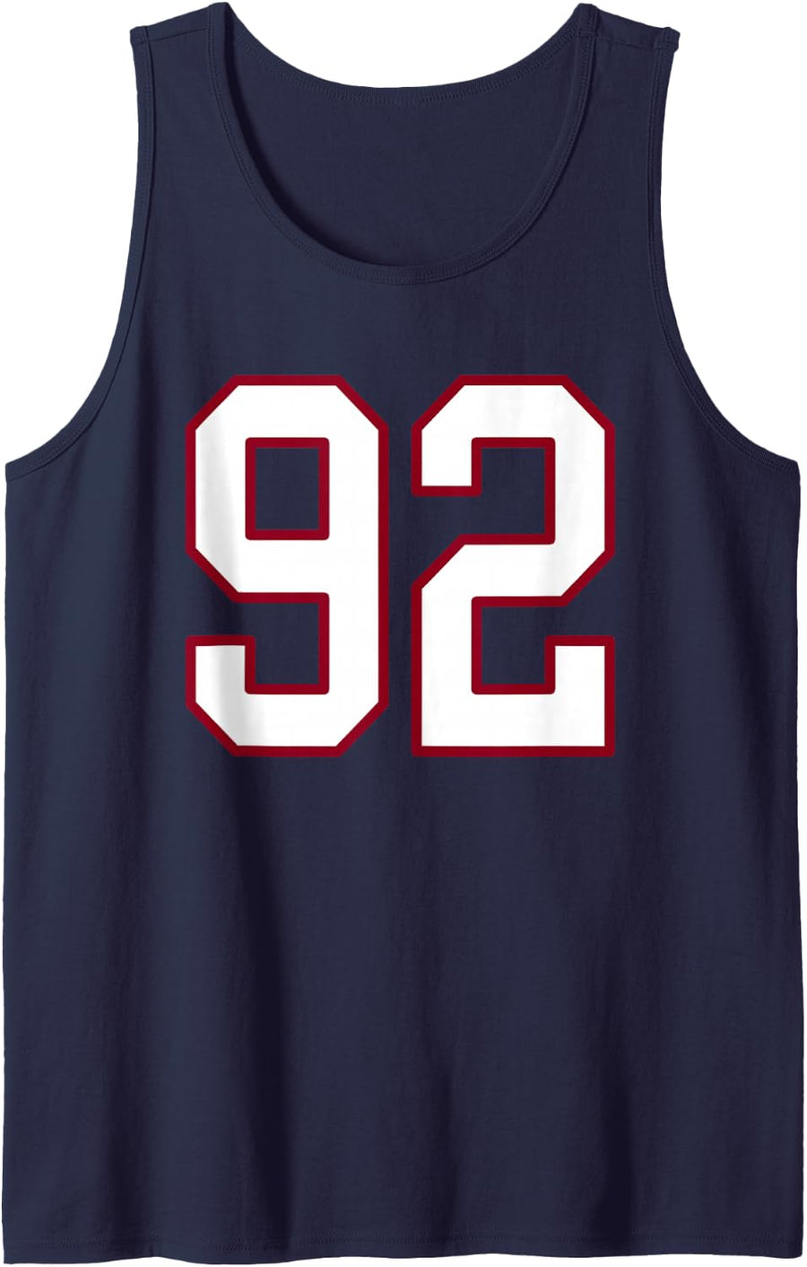 Maroon and White Number 92 Jersey Player Uniform #92 Sleeveless Tank Top - Navy Blue