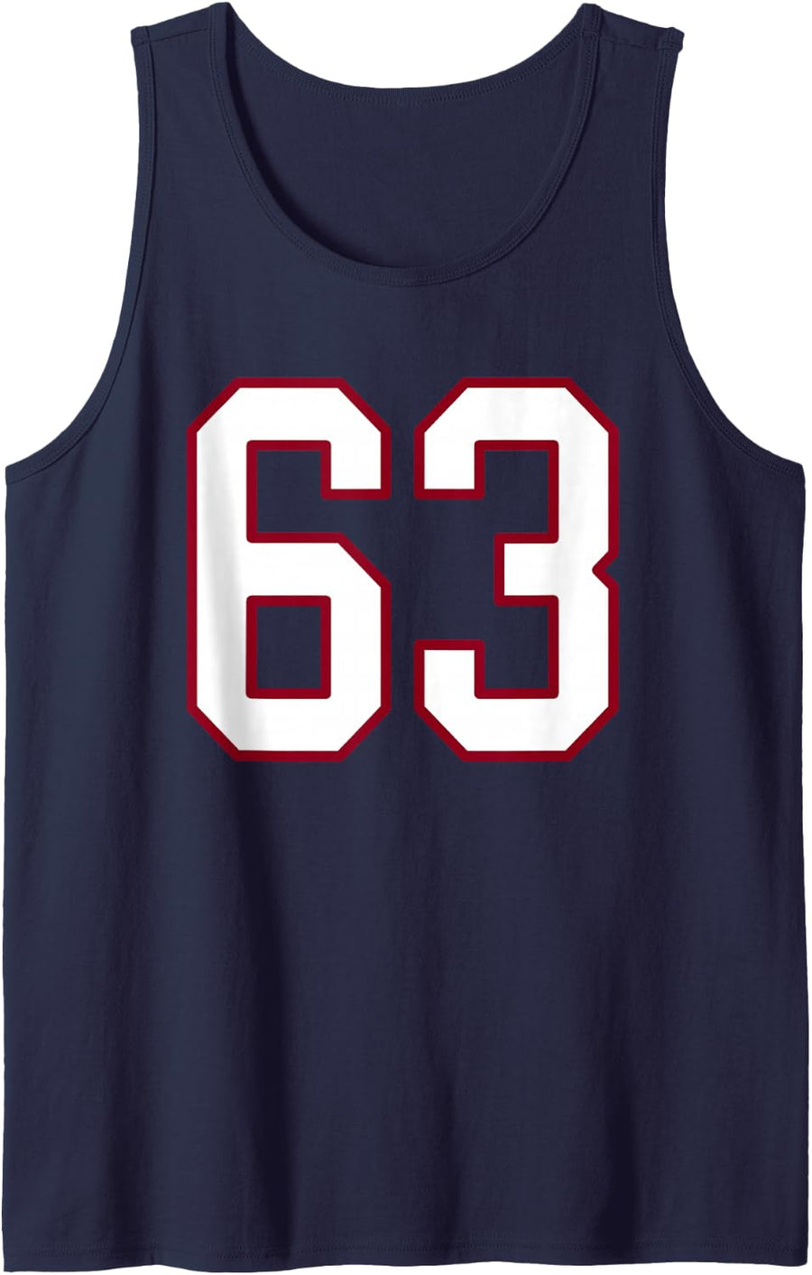 Maroon and White Number 63 Jersey Player Uniform #63 Sleeveless Tank Top - Navy Blue
