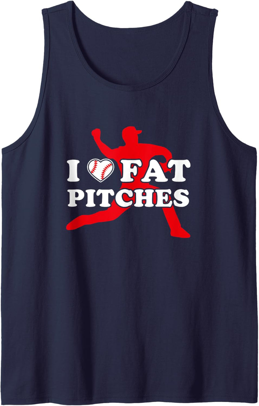 I Heart Fat Pitched I Love Fat Pitches Funny Baseball Saying Tank Top - Navy Blue
